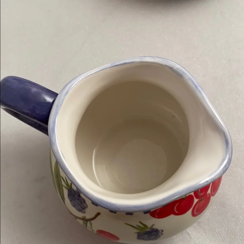 Zrike Fruit Medley ceramic sugar and creamer set
